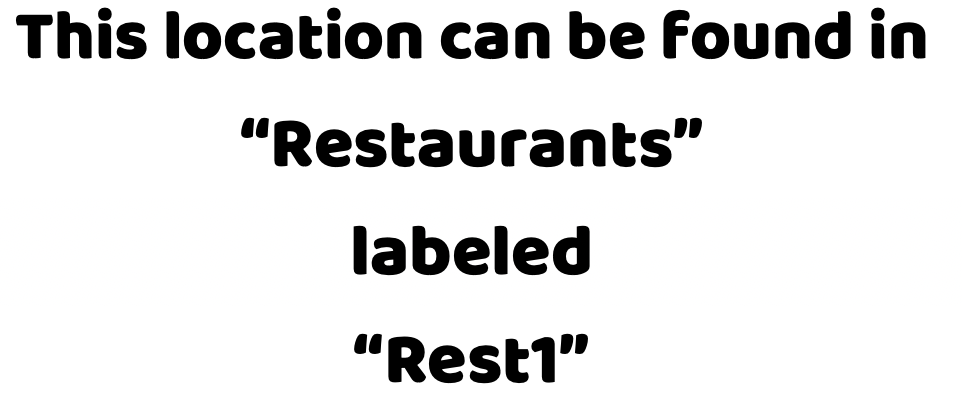 Text describing location in "Restaurants" category as "Rest1.